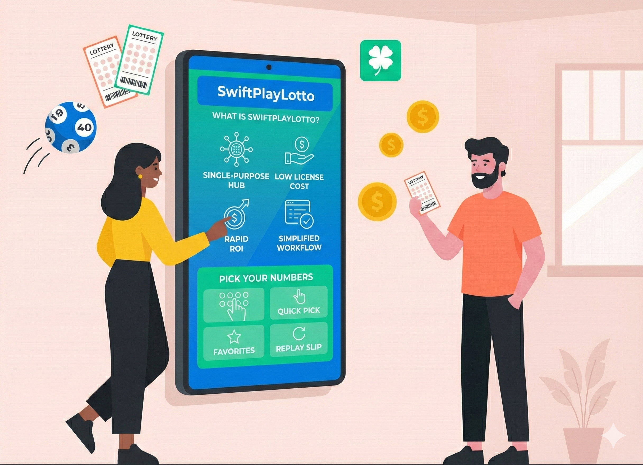 Retail staff configuring SwiftPlayLotto